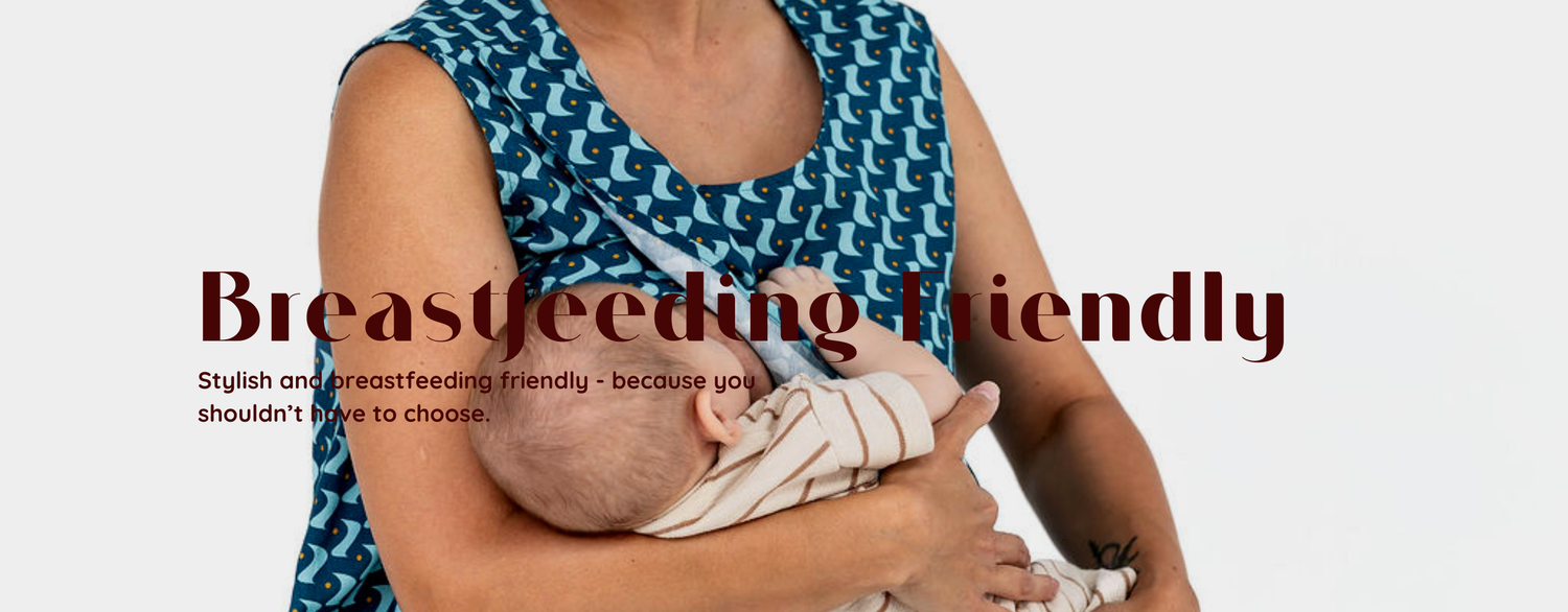 Mums with their babies sitting on a couch. All are wearing Saturday Vibes - bump and breastfeeding friendly clothing.