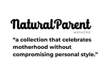 Logo and tagline of 'Natural Parent Magazine' on a white background